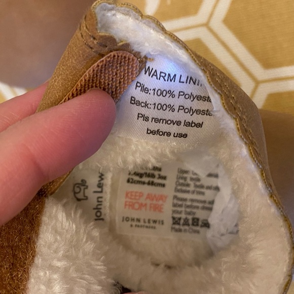 John Lewis baby boots with fuzzy lining and sticky grips on bottom, 3-6 months - Picture 5 of 5